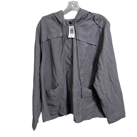 New Torrid Sz 2x Grey Twill Hooded Crop Jacket - Picture 5 of 8